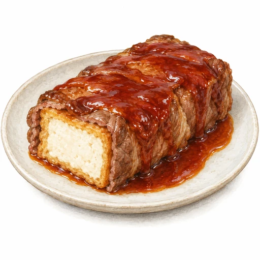 牛肉巻き厚揚げハンバーグ完成イラスト