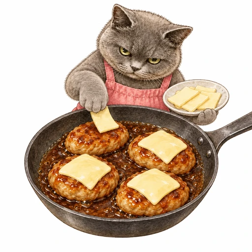 照り焼きチーズつくね：たれとチーズで仕上げる