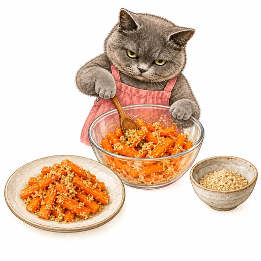 にんじんのごま和え：ごまで和える